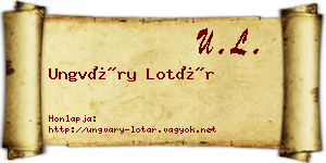 Ungváry Lotár névjegykártya